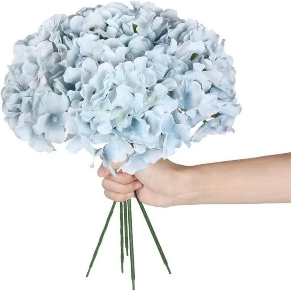 10 pack Light Blue Silk Hydrangea Flowers Floral Stems Wedding Home Bouquet